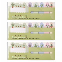 کاغذ یادداشت فانتزی استیک نوت طرح کاکتوس بسته 3 عددی